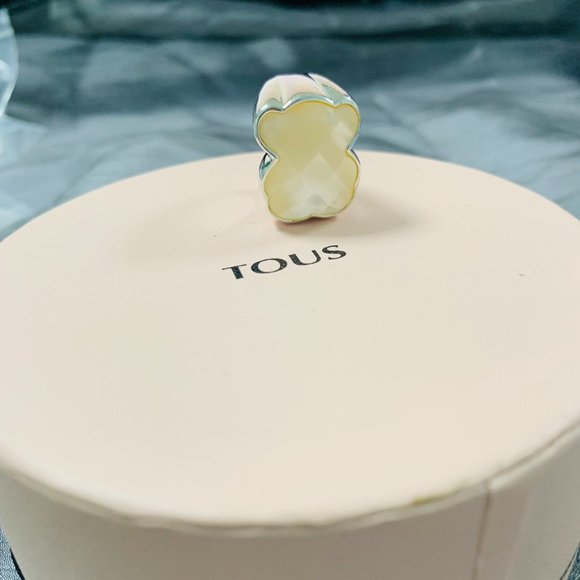 TOUS Ring Silver TOUS Color Ring with faceted mother-of-pearl Women Jewelry 56# - Picture 7 of 14